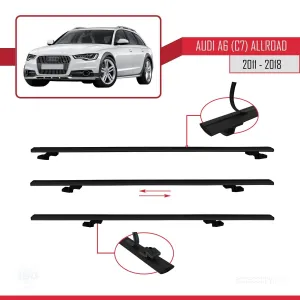 Audi A6 (C7) Allroad 2011-2018 Arası ile uyumlu Basic Model Ara Atkı Tavan Barı SİYAH 3 ADET thumb 5