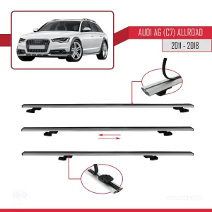 Audi A6 (C7) Allroad 2011-2018 Arası ile uyumlu Basic Model Ara Atkı Tavan Barı GRİ 3 ADET - Görsel 5