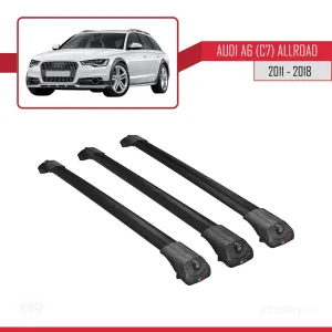 Audi A6 (C7) Allroad 2011-2018 Arası ile uyumlu ACE-1 Ara Atkı Tavan Barı SİYAH 3 ADET BAR thumb 3