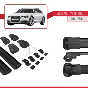 Audi A6 (C7) Allroad 2011-2018 Arası ile uyumlu ACE-1 Ara Atkı Tavan Barı SİYAH - Görsel 5