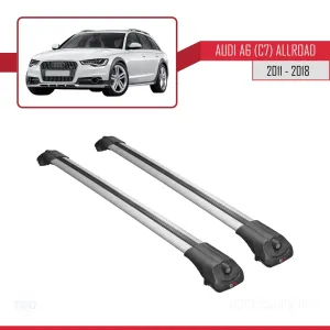 Audi A6 (C7) Allroad 2011-2018 Arası ile uyumlu ACE-1 Ara Atkı Tavan Barı GRİ - Görsel 3