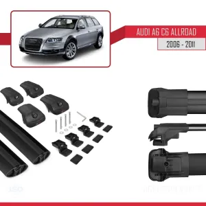 Audi A6 (C6) ALLROAD ESTATE 2006-2011 Arası ile uyumlu ACE-1 Ara Atkı Tavan Barı SİYAH thumb 5