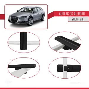 Audi A6 (C6) ALLROAD 2006-2011 Arası ile uyumlu Basic Model Ara Atkı Tavan Barı SİYAH 3 ADET - Görsel 4