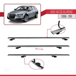 Audi A6 (C6) ALLROAD 2006-2011 Arası ile uyumlu Basic Model Ara Atkı Tavan Barı GRİ 3 ADET thumb 5