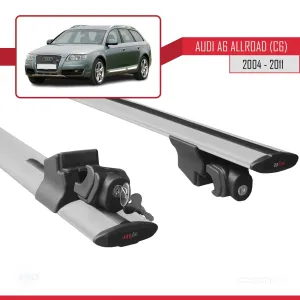 Audi A6 (C6) Allroad 2004-2011 Arası ile uyumlu HOOK Model Anahtar Kilitli Ara Atkı Tavan Barı GRİ thumb 5