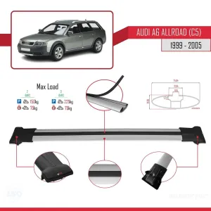 Audi A6 (C5) Allroad 1999-2005 Arası ile Uyumlu FLY Model Ara Atkı Tavan Barı GRİ - Görsel 4