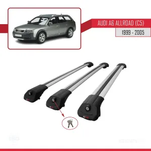 Audi A6 (C5) Allroad 1999-2005 Arası ile uyumlu ACE-1 Ara Atkı Tavan Barı GRİ 3 ADET BAR thumb 4