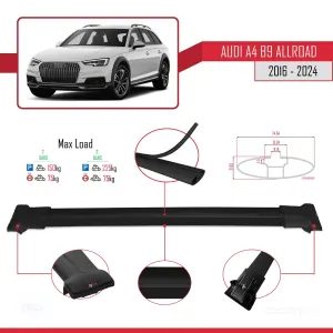 Audi A4 (B9) ALLROAD 2016 ve Sonrası ile Uyumlu FLY Model Ara Atkı Tavan Barı SİYAH thumb 4