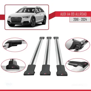 Audi A4 B9 Allroad 2016 ve Sonrası ile Uyumlu FLY Model Ara Atkı Tavan Barı GRİ 3 ADET BAR - Görsel 5