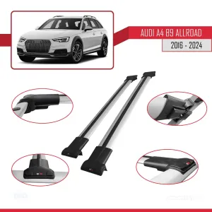 Audi A4 (B9) ALLROAD 2016 ve Sonrası ile Uyumlu FLY Model Ara Atkı Tavan Barı GRİ - Görsel 4