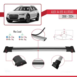 Audi A4 (B9) ALLROAD 2016 ve Sonrası ile Uyumlu FLY Model Ara Atkı Tavan Barı GRİ - Görsel 5