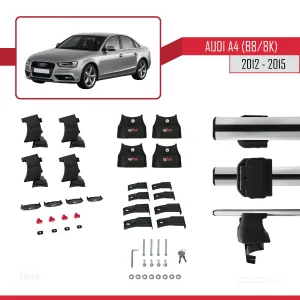 Audi A4 (B8/8K) 2012-2015 Arası ile uyumlu ACE-4 Ara Atkı Tavan Barı GRİ thumb 4