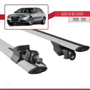 Audi A4 (B8) AVANT 2008-2015 Arası ile uyumlu HOOK Model Anahtar Kilitli Ara Atkı Tavan Barı GRİ - Görsel 5