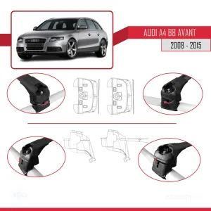 Audi A4 (B8) AVANT 2008-2015 Arası ile uyumlu ACE-2 Ara Atkı Tavan Barı SİYAH thumb 5
