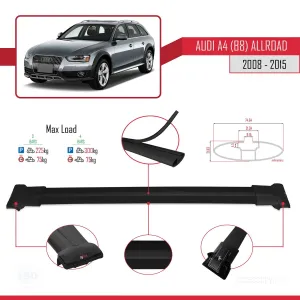 Audi A4 (B8) Allroad 2008-2015 Arası ile uyumlu FLY Model Ara Atkı Tavan Barı SİYAH 3 ADET BAR - Görsel 4
