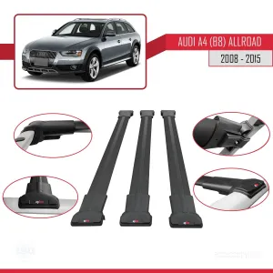 Audi A4 (B8) Allroad 2008-2015 Arası ile uyumlu FLY Model Ara Atkı Tavan Barı SİYAH 3 ADET BAR - Görsel 5