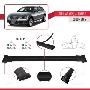Audi A4 (B8) Allroad 2008-2015 Arası ile uyumlu FLY Model Ara Atkı Tavan Barı SİYAH thumb 4