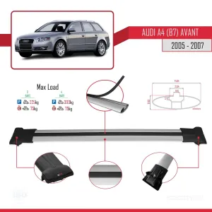 Audi A4 (B7) Avant 2005-2007 Arası ile uyumlu FLY Model Ara Atkı Tavan Barı GRİ 3 ADET BAR thumb 4