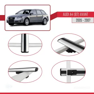 Audi A4 2005-2007 (B7) Avant Arası ile uyumlu Basic Model Ara Atkı Tavan Barı GRİ 3 ADET - Görsel 4