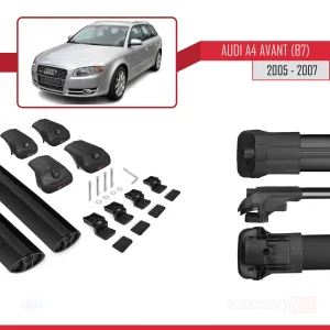 Audi A4 2005-2007 (B7) Avant Arası ile uyumlu ACE-1 Ara Atkı Tavan Barı SİYAH - Görsel 5