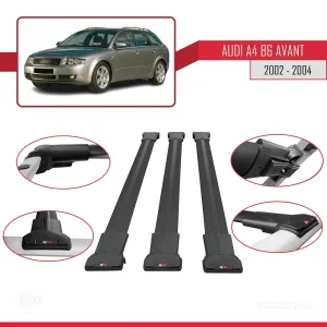 Audi A4 2002-2004 (B6) AVANT Arası ile Uyumlu FLY Model Ara Atkı Tavan Barı SİYAH 3 ADET BAR - Görsel 5