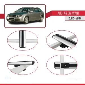 Audi A4 2002-2004 (B6) AVANT Arası ile uyumlu Basic Model Ara Atkı Tavan Barı GRİ 3 ADET - Görsel 4
