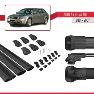 Audi A4 2002-2004 (B6) AVANT Arası ile uyumlu ACE-1 Ara Atkı Tavan Barı SİYAH 3 ADET BAR - Görsel 5
