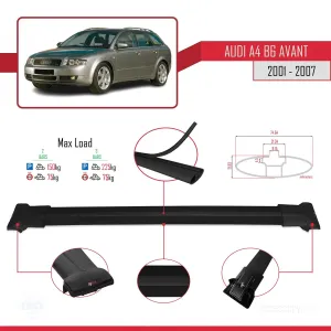 Audi A4 (B6) AVANT 2001-2007 Arası ile uyumlu FLY Model Ara Atkı Tavan Barı SİYAH thumb 4