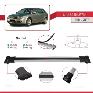 Audi A4 (B6) AVANT 2001-2007 Arası ile uyumlu FLY Model Ara Atkı Tavan Barı GRİ thumb 4