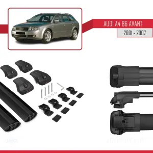 Audi A4 2001-2007 (B6) AVANT Arası ile uyumlu ACE-1 Ara Atkı Tavan Barı SİYAH - Görsel 5