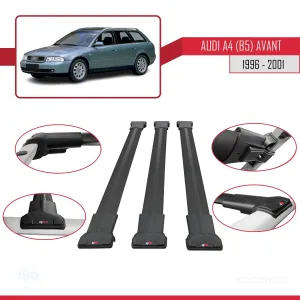 Audi A4 (B5) Avant 1996-2001 Arası ile uyumlu FLY Model Ara Atkı Tavan Barı SİYAH 3 ADET BAR - Görsel 5