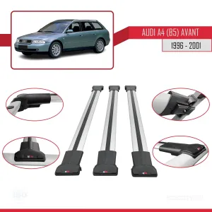 Audi A4 (B5) Avant 1996-2001 Arası ile uyumlu FLY Model Ara Atkı Tavan Barı GRİ 3 ADET BAR - Görsel 5
