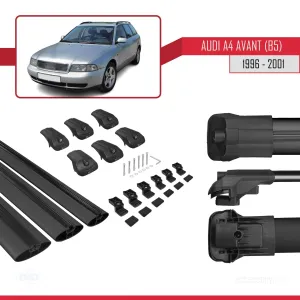 Audi A4 (B5) Avant 1996-2001 Arası ile uyumlu ACE-1 Ara Atkı Tavan Barı SİYAH 3 ADET BAR - Görsel 5