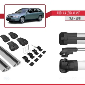 Audi A4 (B5) Avant 1996-2001 Arası ile uyumlu ACE-1 Ara Atkı Tavan Barı GRİ - Görsel 5