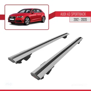 Audi A3 Sportback 2012-2020 Arası ile uyumlu HOOK Model Anahtar Kilitli Ara Atkı Tavan Barı GRİ - Görsel 4