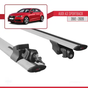 Audi A3 Sportback 2012-2020 Arası ile uyumlu HOOK Model Anahtar Kilitli Ara Atkı Tavan Barı GRİ - Görsel 5