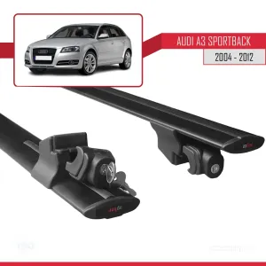 Audi A3 Sportback 2004-2012 Arası ile uyumlu HOOK Model Anahtar Kilitli Ara Atkı Tavan Barı SİYAH - Görsel 5