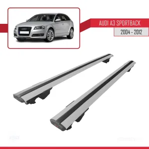 Audi A3 Sportback 2004-2012 Arası ile uyumlu HOOK Model Anahtar Kilitli Ara Atkı Tavan Barı GRİ - Görsel 4