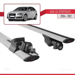 Audi A3 Sportback 2004-2012 Arası ile uyumlu HOOK Model Anahtar Kilitli Ara Atkı Tavan Barı GRİ - Görsel 5