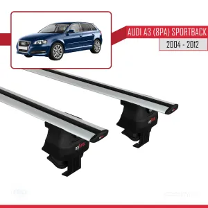 Audi A3 (8PA) Sportback 2004-2012 Arası ile uyumlu ACE-4 Ara Atkı Tavan Barı GRİ - Görsel 2
