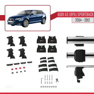 Audi A3 (8PA) Sportback 2004-2012 Arası ile uyumlu ACE-4 Ara Atkı Tavan Barı GRİ - Görsel 4