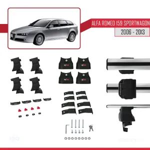 Alfa Romeo 159 Sportwagon 2006-2013 Arası ile uyumlu ACE-4 Ara Atkı Tavan Barı GRİ thumb 4