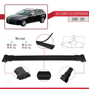 Alfa Romeo 159 SPORTWAGON 2006-2011 Arası ile uyumlu FLY Model Ara Atkı Tavan Barı SİYAH - Görsel 4
