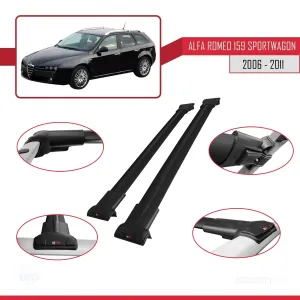Alfa Romeo 159 SPORTWAGON 2006-2011 Arası ile uyumlu FLY Model Ara Atkı Tavan Barı SİYAH - Görsel 5