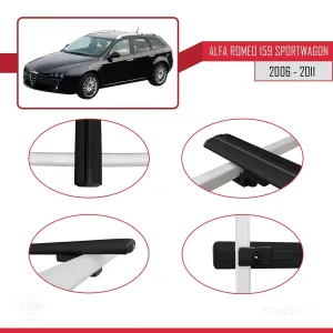 Alfa Romeo 159 SPORTWAGON 2006-2011 Arası ile uyumlu Basic Model Ara Atkı Tavan Barı SİYAH 3 ADET thumb 4