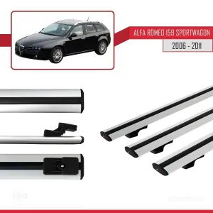 Alfa Romeo 159 SPORTWAGON 2006-2011 Arası ile uyumlu Basic Model Ara Atkı Tavan Barı GRİ 3 ADET thumb 3