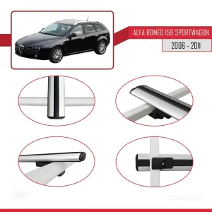 Alfa Romeo 159 SPORTWAGON 2006-2011 Arası ile uyumlu Basic Model Ara Atkı Tavan Barı GRİ 3 ADET thumb 4