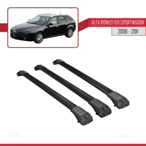 Alfa Romeo 159 SPORTWAGON 2006-2011 Arası ile uyumlu ACE-1 Ara Atkı Tavan Barı SİYAH 3 ADET BAR thumb 3