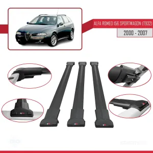 Alfa Romeo 156 Sportwagon (T932) 2000-2007 Arası ile Uyumlu FLY Model Ara Atkı Tavan Barı SİYAH 3 ADET BAR thumb 5