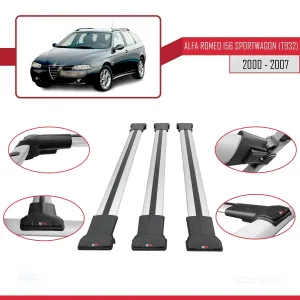 Alfa Romeo 156 Sportwagon (T932) 2000-2007 Arası ile Uyumlu FLY Model Ara Atkı Tavan Barı GRİ 3 ADET BAR thumb 5